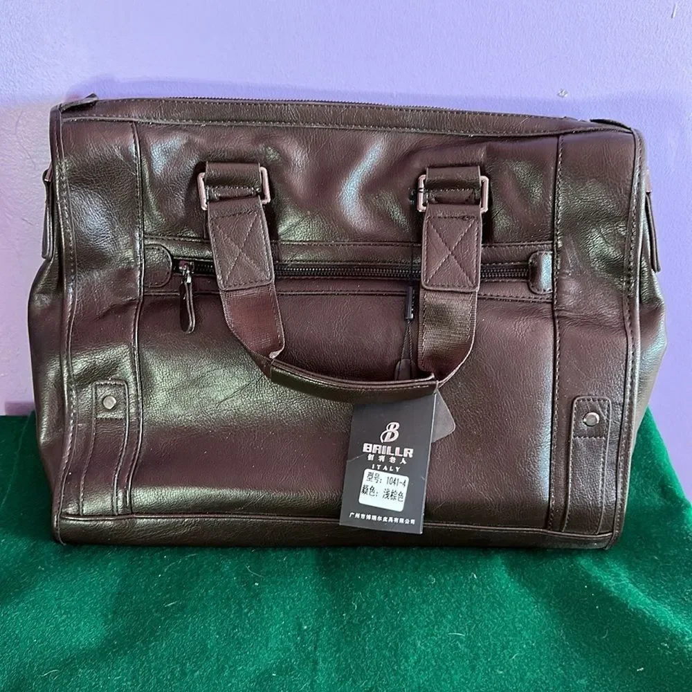 Baillr of Italy Brown Leather Briefcase Laptop Computer Bag Work Messenger